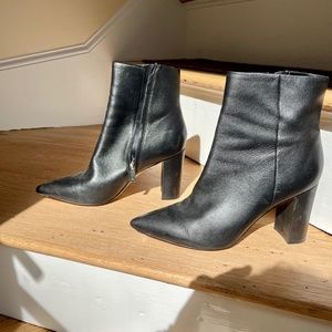 Black Leather Dress Booties (Women Size 8)